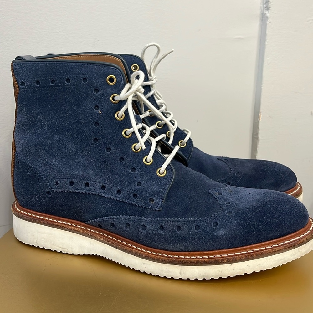OLIVER SWEENEY Mens Walberswick Suede Wingtip Boots Blue UK SIZE 8 US Size 9